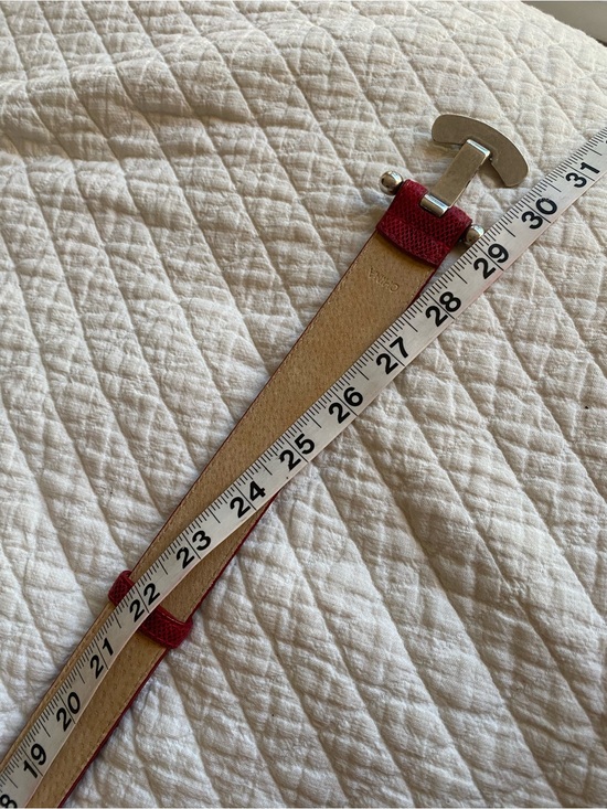 VTG Western Festival Red Snakeskin Leather Statement Belt Silver Oval Toggle XL main image 4